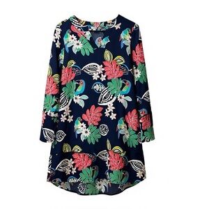 Crown & ivy tropical bird Floral long sleeve tunic S